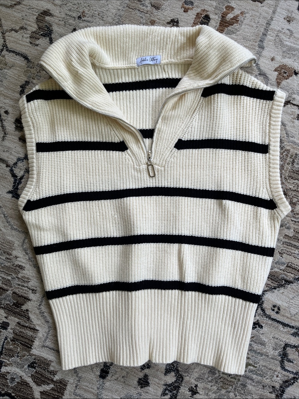 Striped Knit Sleeveless Sweater